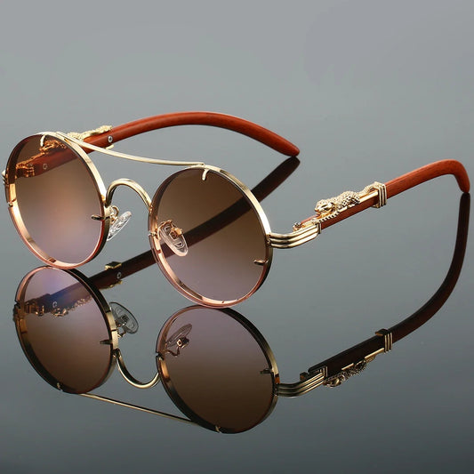 Luxury Retro Oval Metal Sunglasses for Women Men Luxury Fashion Brand Female Sun Glasses Punk Unisex Stylish Shades UV400