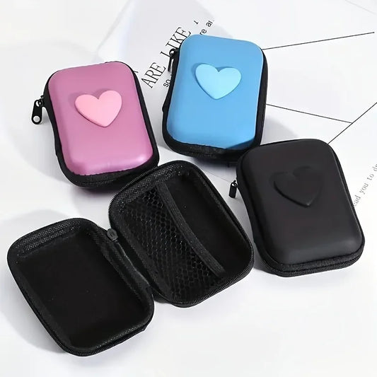 3D Love Heart Headphone Data Cable Storage Bags Charger Power Bank Rectangular Box Digital Product Storage Box Birthday Gifts