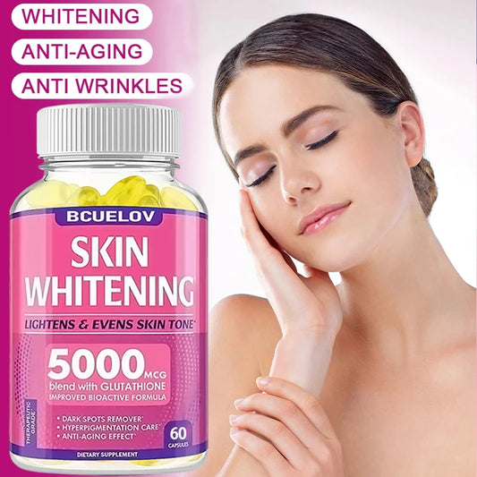 Bcuelov Collagen + Glutathione + Vitamin C Skin and Facial Health - Antioxidants - - 120 Vegetarian Capsules