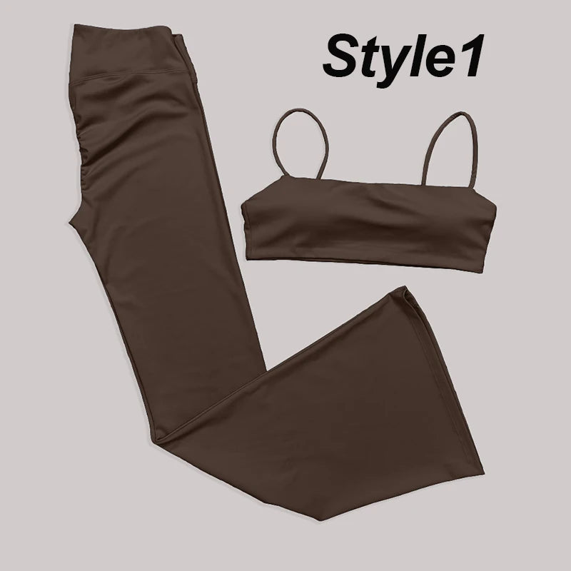 Gym Leggings Women High Waist Flared Pants Cross Waist Sport Tights Ladies Push Up Fitness Leggin Workout Clothes