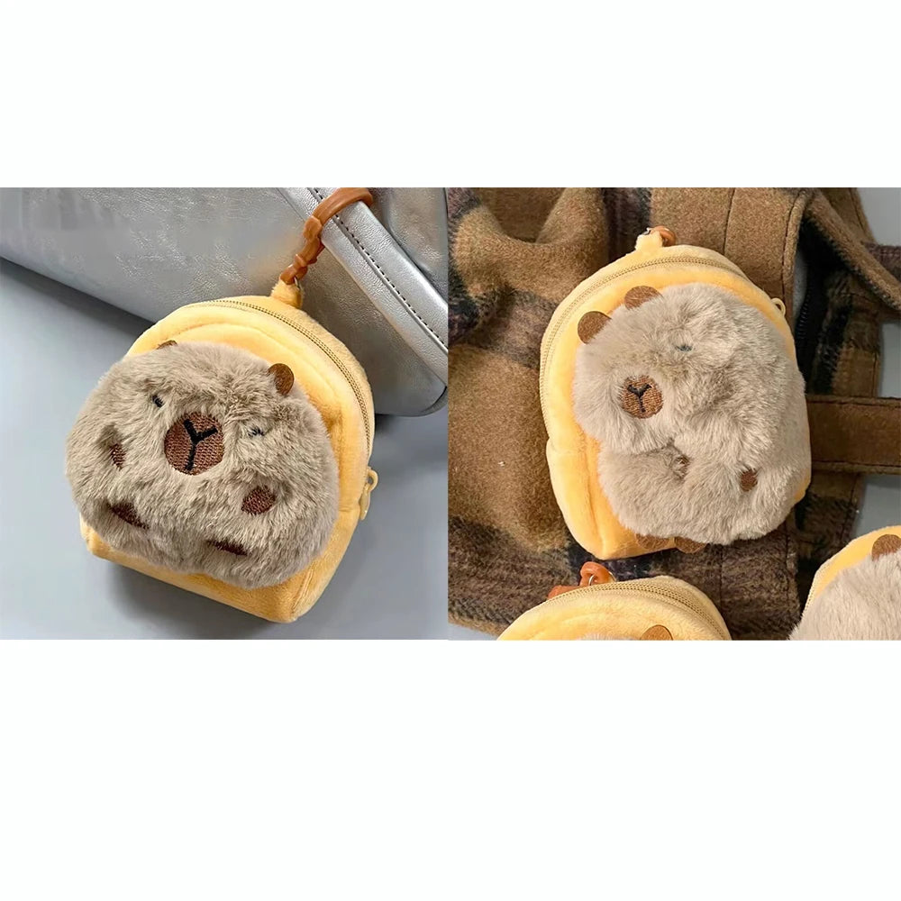 Creative Capybara Kawaii Anime Plush Coin Purse Lovely Cartoon Round Bags Pendant Funny Mini Fashion Headphone Storage Bag