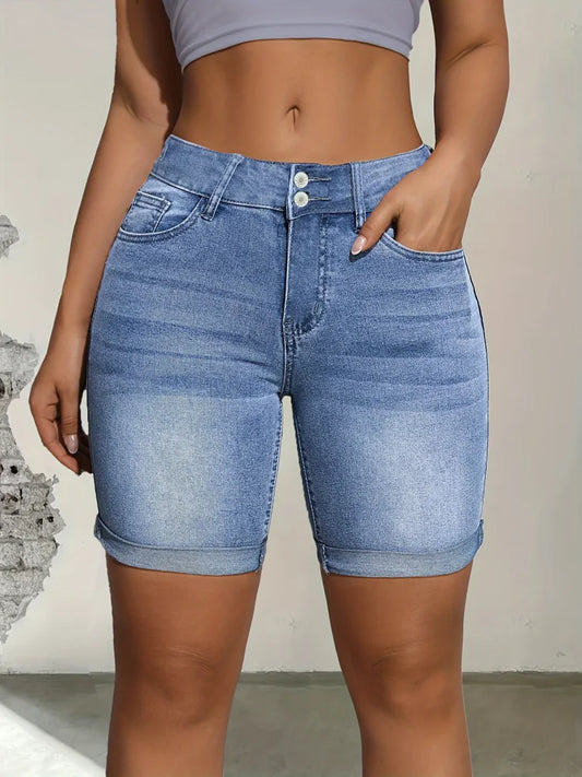 Blue elastic fashion  shorts jeans women's jeans  jeans women