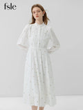 FSLE Flower Dress Autumn 2023 New Sweet Exquisite Women's Long Dress White Women Casual Loose Full Sleeve Dress For Women