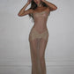 Sexy Shiny Sequins Strapless Long Dress Women See Through Pleated Backless Dresses 2024 Summer New Ladies Party Club Vestidos