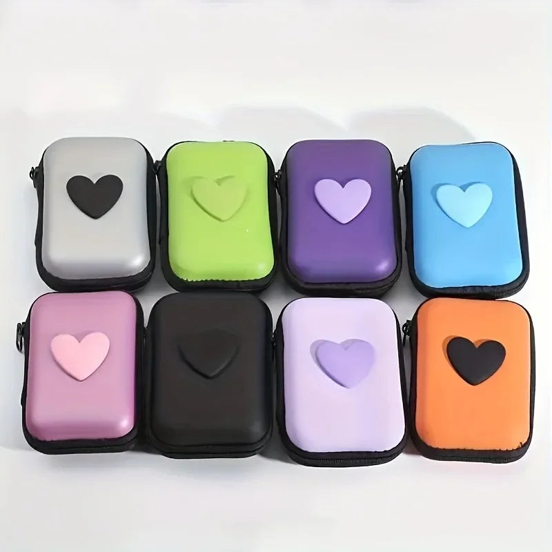 3D Love Heart Headphone Data Cable Storage Bags Charger Power Bank Rectangular Box Digital Product Storage Box Birthday Gifts