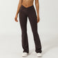 V-Cross Fitness Flare Pants Lifting Buttocks Cross Waist Yoga Sport Leggings Gym Outdoor Acticewear Workout Wide-Leg Pants