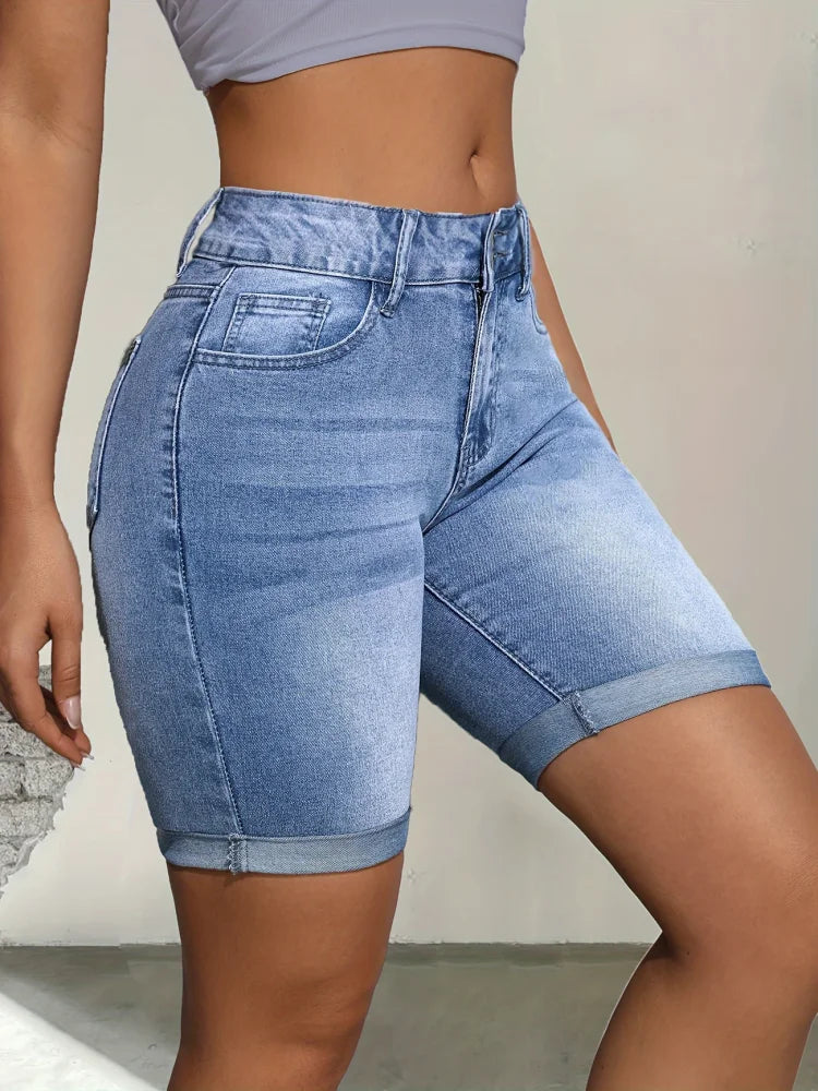 Blue elastic fashion  shorts jeans women's jeans  jeans women