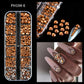 12Grids Ocean Gold Nail Art Charms Shell/Seahorse/Starfish White Half Round Pearl Gems 3D Mixed Punk Manicure Metal Rivets Studs