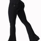 New women's casual flared yoga pants, training flared pants, high waisted work clothes, belt pocket sportswear