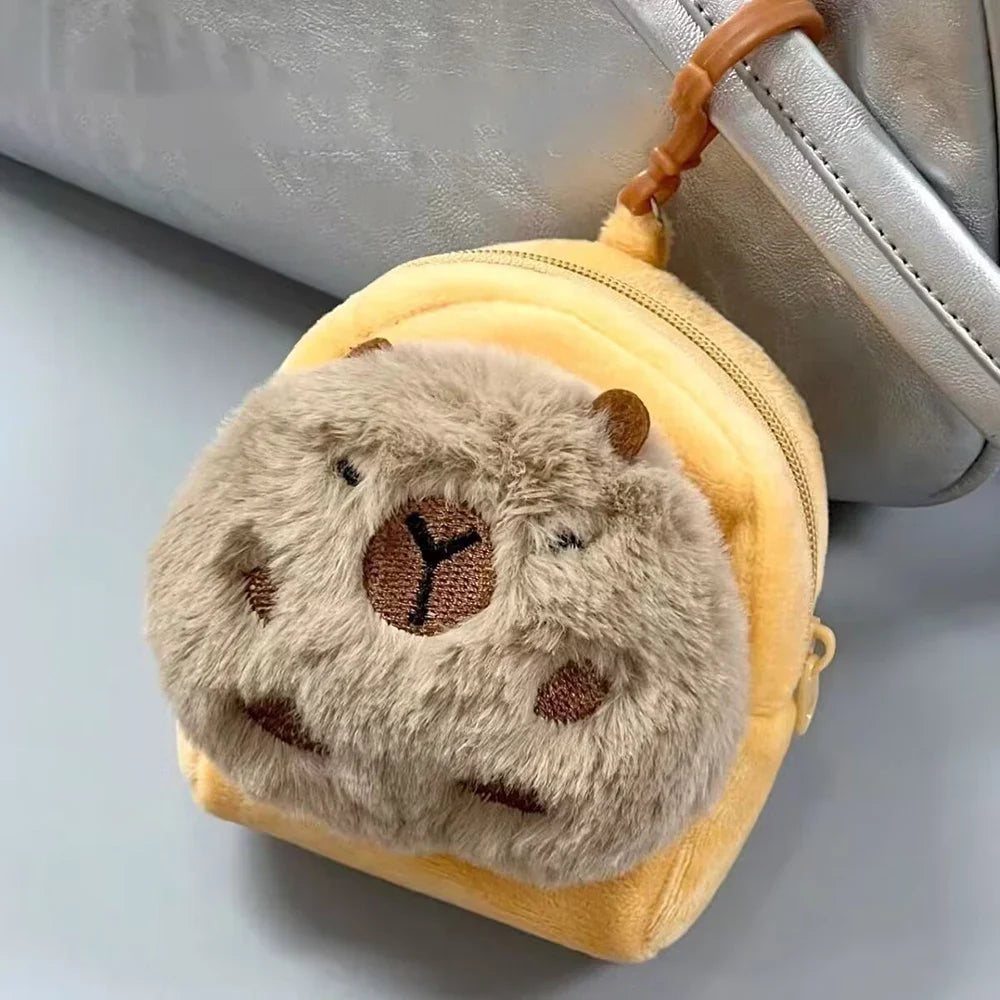 Creative Capybara Kawaii Anime Plush Coin Purse Lovely Cartoon Round Bags Pendant Funny Mini Fashion Headphone Storage Bag