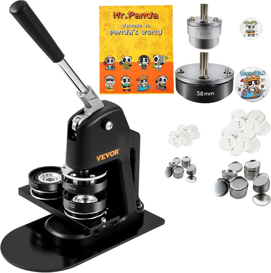 Button Maker Machine, Multiple Sizes 1.25+2.25in/1+2.25in/75mm3in Badge Punch Press Kit, Children DIY Gifts Pin Maker, Button Ma