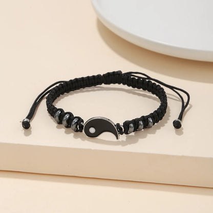 Tai Chi Yin Yang Couple Bracelet for Lover Handmade Woven Baided Rope Adjustable Bracelets Bff Friendship Bangles Jewelry Gift