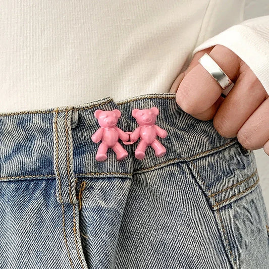 Cute Bear Jeans Buckles Jeans Pants Waistline Reduction Adjustable Metal Buckle Skirt Jeans Tools Trousers Accessories