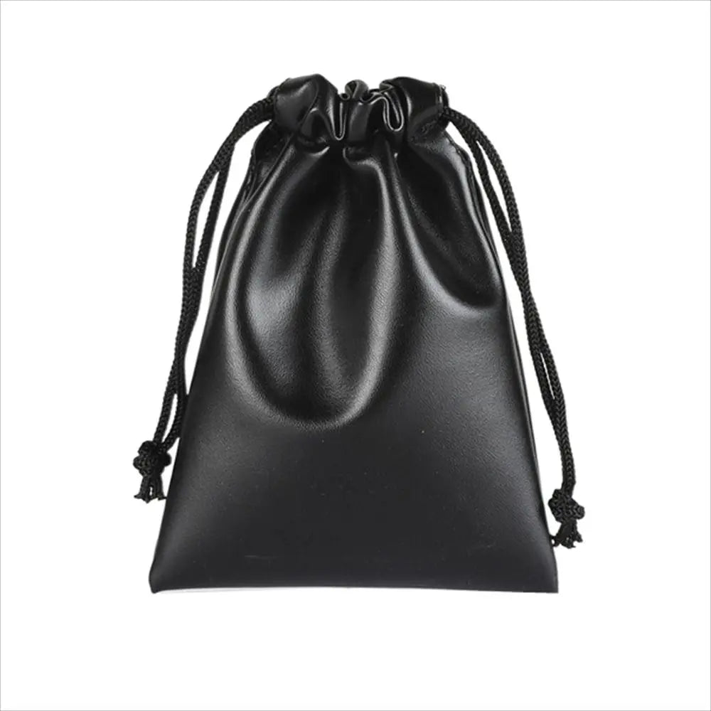 Travel PU Leather Headphone Bags Draw String Bag Black Headset Bag Dust-proof Earphone Cable Pouch Men Women