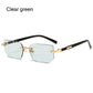 Trendy Rimless Sunglasses for Men Women Fashion Frameless Rectangle Sun Glasses Retro Shades Summer Traveling Eyewear
