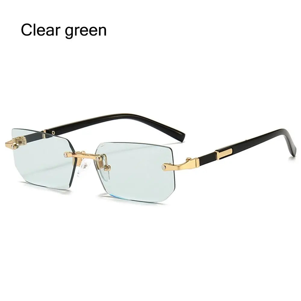Trendy Rimless Sunglasses for Men Women Fashion Frameless Rectangle Sun Glasses Retro Shades Summer Traveling Eyewear