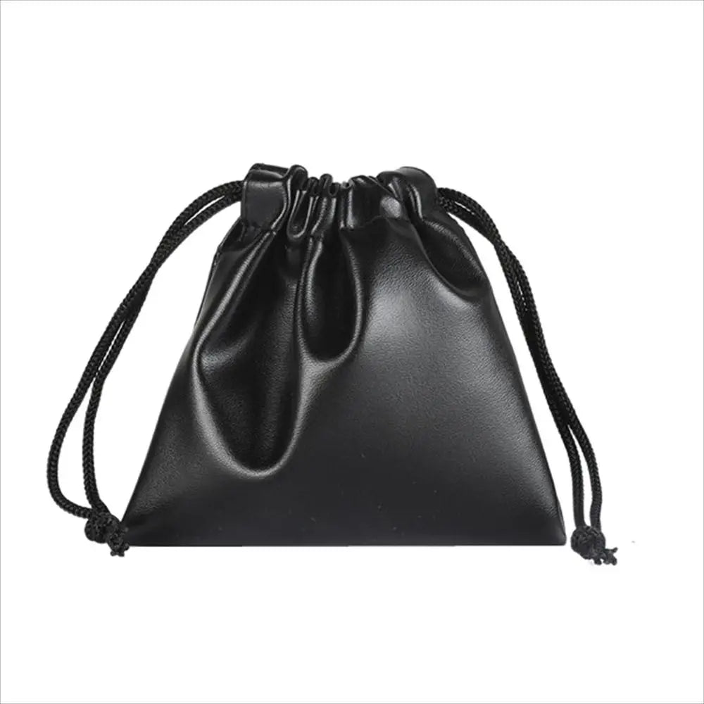 Travel PU Leather Headphone Bags Draw String Bag Black Headset Bag Dust-proof Earphone Cable Pouch Men Women