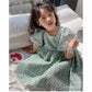 Girls Casual Dresses Floral Print Puffy Sleeves Dress Flower Girl Dresses Square Collar Clothes for Kids 3 To 7 Years