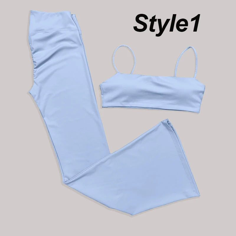 Gym Leggings Women High Waist Flared Pants Cross Waist Sport Tights Ladies Push Up Fitness Leggin Workout Clothes