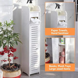 Bathroom Storage Cabinet 1 door 3 floors Floor Cabinet Organizer  Free-Standing Toilet Holder With Paper Tissue Sundries Storage