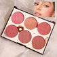 6-color blush palette, matte effect, natural long-lasting, high pigment, daily multi-color makeup set