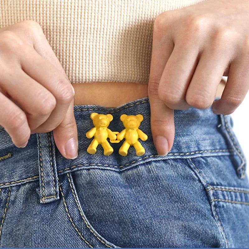 Cute Bear Jeans Buckles Jeans Pants Waistline Reduction Adjustable Metal Buckle Skirt Jeans Tools Trousers Accessories