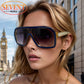 Classic Oversized Square Sunglasses Men 2024 Luxury Brand Trendy Metal Big Frame Goggles Eyewear Stylish Sun Glasses For Ladies