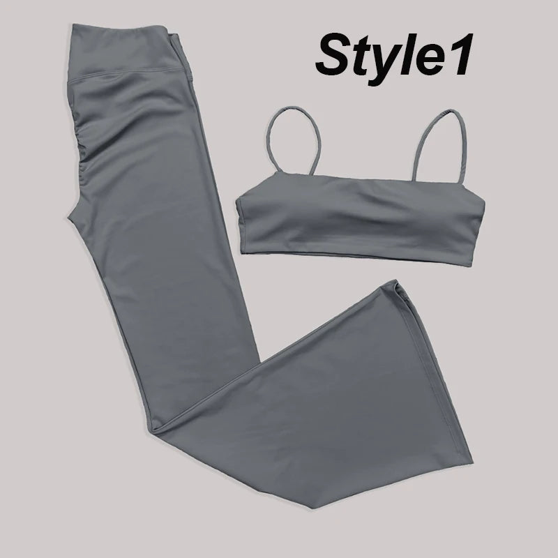 Gym Leggings Women High Waist Flared Pants Cross Waist Sport Tights Ladies Push Up Fitness Leggin Workout Clothes