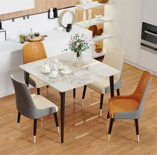 Restaurant Marble Dining Table Serve Table with Metal Legs Island Kitchen Furniture for 4-6 Seats Cafe Shop Desk ( NO CHAIR)
