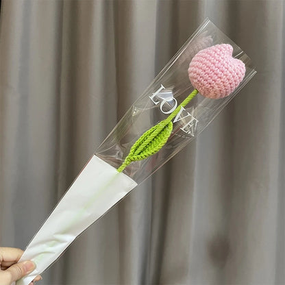 1pc Tulip Crochet Flowers Artificial Woven Flowers Handmade Tulipanes Wedding Gift for Guest Home Decoration Mother's Day Gift