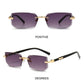 Trendy Rimless Sunglasses for Men Women Fashion Frameless Rectangle Sun Glasses Retro Shades Summer Traveling Eyewear