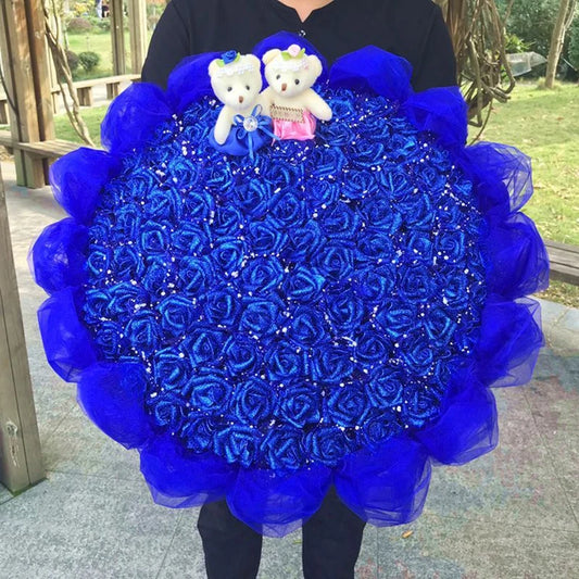Glitter Artificial Flower Fake Roses DIY Flower Bouquet Gift For Mother's Day Valentine's Day Wedding Birthday ﻿Party Home Decor