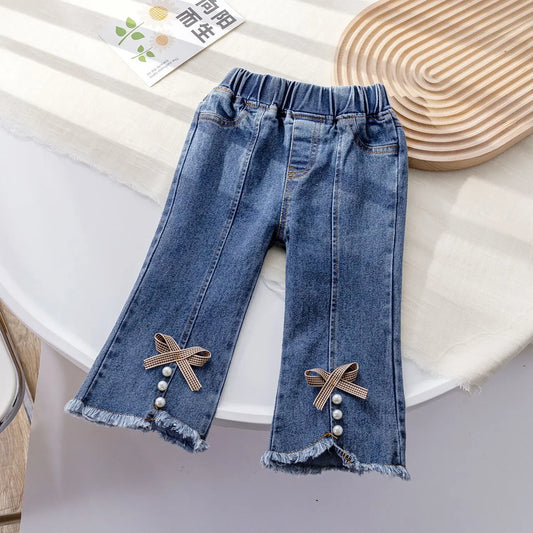 Kids Jeans 2023 Girls Jeans Bow Kids Clothes Girls Clothes 1 To 6 Years Jeans for Girls Baby Girl Jeans Pants