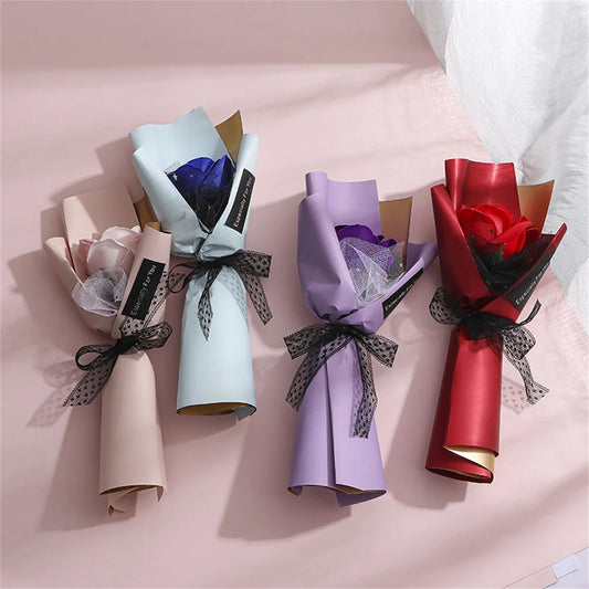 Soap Rose Bouquet Valentines Day Gift for Friends Wedding Bouquet Home Decorations Rose Flower Bouquet Hands Wedding Party Gifts