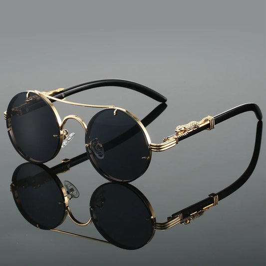 Luxury Retro Oval Metal Sunglasses for Women Men Luxury Fashion Brand Female Sun Glasses Punk Unisex Stylish Shades UV400
