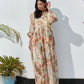 Fashion Print V-neck Women's Maxi Dresses Elegant Pleated Long Sleeve Loose Long Dress Female Summer Chic Casual Holiday Party