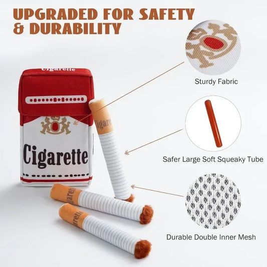 Funny Plush Interactive Cigarette Dog Toy - Chew-Friendly, Giggling Gift Box for Fun-Loving Dogs!