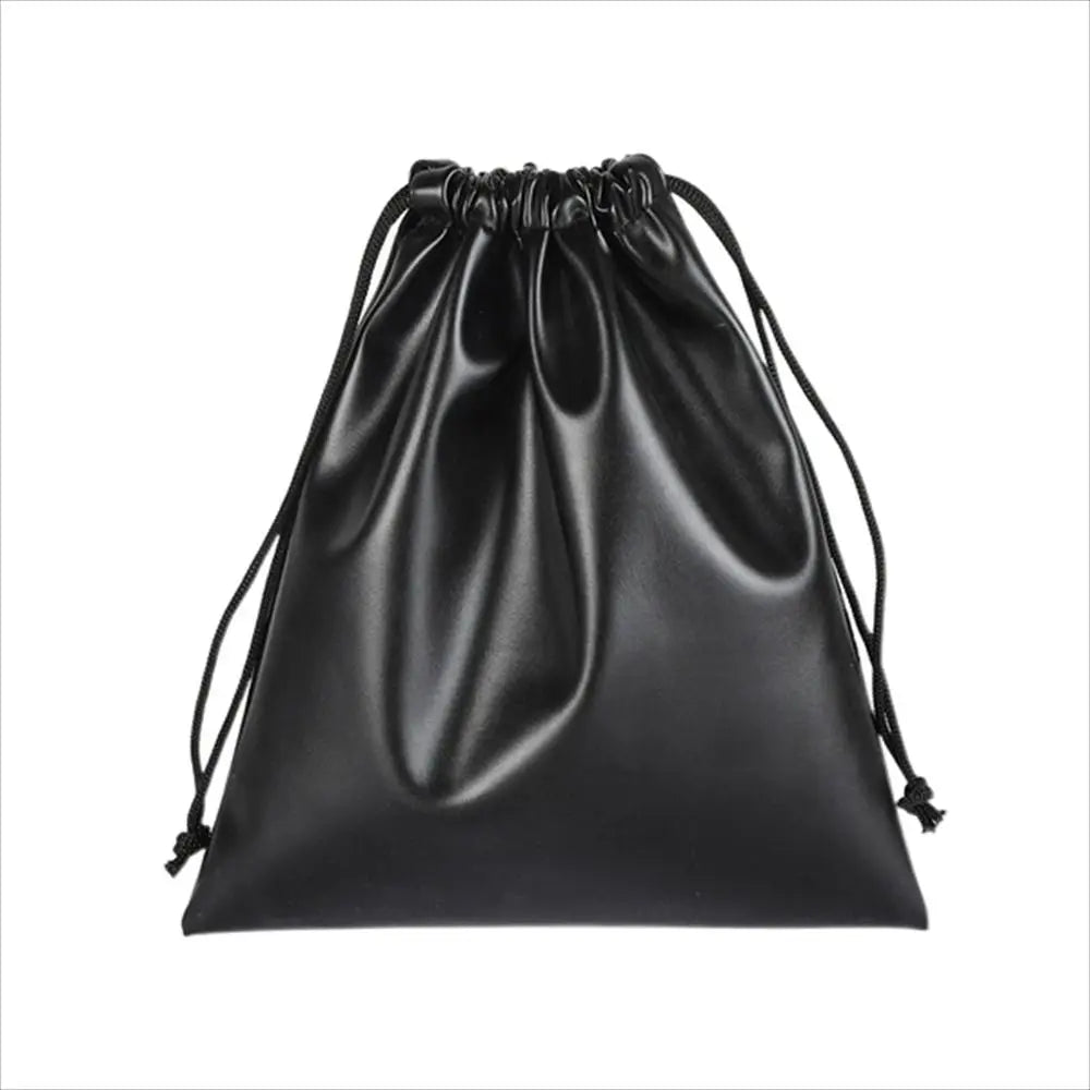 Travel PU Leather Headphone Bags Draw String Bag Black Headset Bag Dust-proof Earphone Cable Pouch Men Women