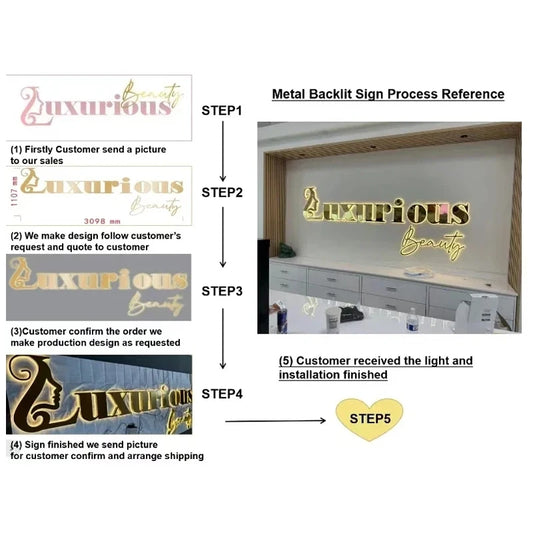 Custom Metal LED Luminous Letter Backlit Sign Illuminated Signage Advertising Door Head Company Waterproof Logo Home Decoration
