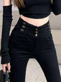 winter warm thick fleece woman's jeans with high waist jeans woman mom jeans women's jeans for women jean femme clothe black