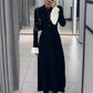 Tossy Female Ruffled Knitwear Long Dress Fashion Patchwork Slim Contrast Lapel Casual Party Dress Gown Women's Knit Maxi Dress