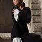 Tossy Female Ruffled Knitwear Long Dress Fashion Patchwork Slim Contrast Lapel Casual Party Dress Gown Women's Knit Maxi Dress