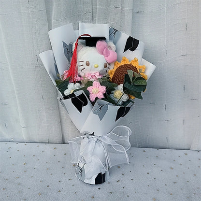 Graduation Gifts Sanrio Kuromi Hello Kitty With Crochet Sunflower Bouquet My Melody Cinnamoroll  Mother's Day Birthday Gifts