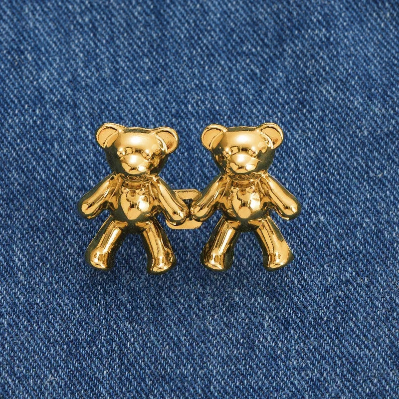 Cute Bear Jeans Buckles Jeans Pants Waistline Reduction Adjustable Metal Buckle Skirt Jeans Tools Trousers Accessories