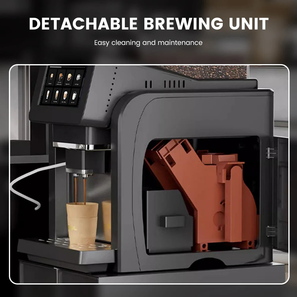 Mcilpoog WS817-Plus 7"colorful large screen Automatic Espresso Machine with Milk Frother,  21 Flavors for Home & Office