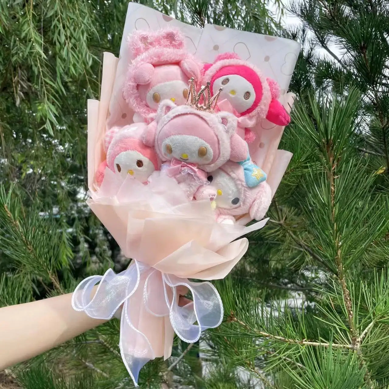 Christmas Gifts Cartoon Sanrio Plush Bouquet My Melody Kuromi Cinnamoroll Kt Cat Plush Doll Toy  Valentine Graduation Gifts