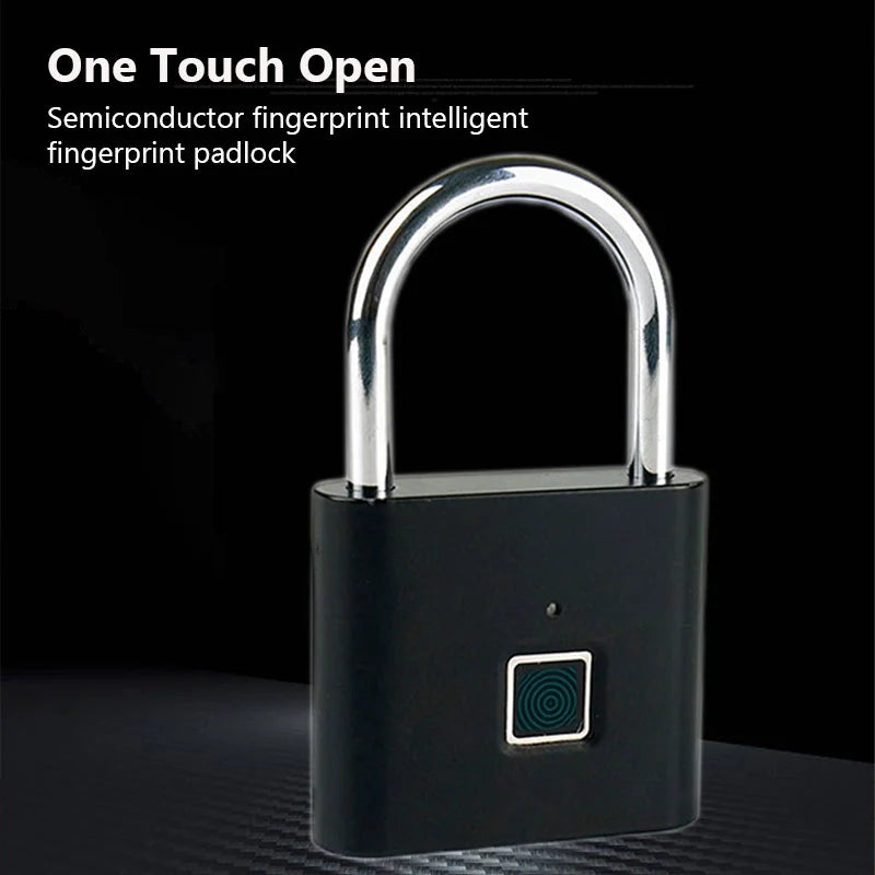 Keyless Smart USB Charging Fingerprint Lock Smart Padlock Waterproof Door Lock 0.3sec Unlock Portable Anti-theft Padlock Zinc
