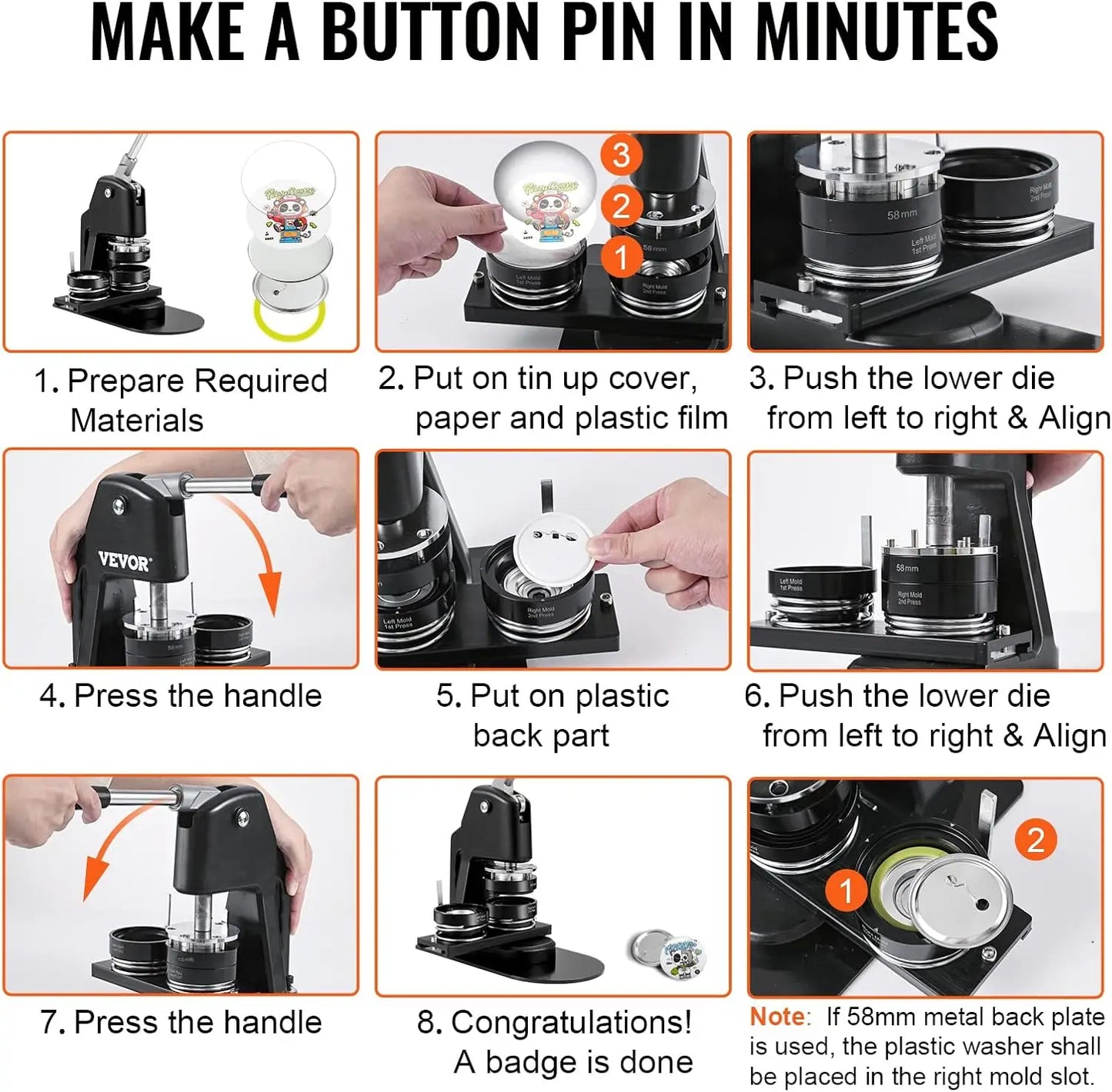 Button Maker Machine, Multiple Sizes 1.25+2.25in/1+2.25in/75mm3in Badge Punch Press Kit, Children DIY Gifts Pin Maker, Button Ma
