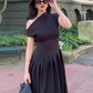 Elegant Long Dress Women Loose Skew Collar Sleeveless A Line Robe Female 2025 Spring Summer Solid Fashion High Waist Dress Lady